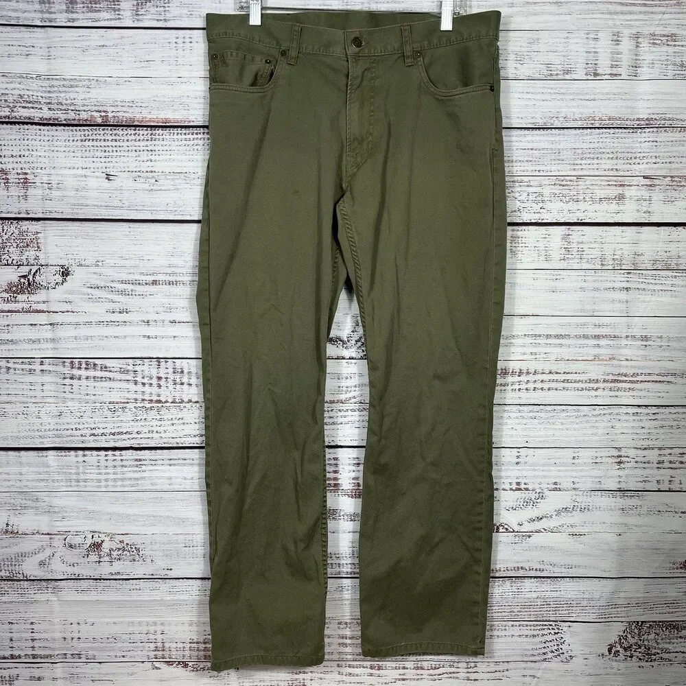 Polo Ralph Lauren 650 Straight Fit 5-Pocket Pants Mens 34x32 Green Flat Front
